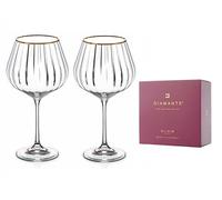 DIAMANTE Crystal Gin Copa Copas Mirage Gold Rim, efecto de patrón de onda óptica, 570 ml, juego de 2