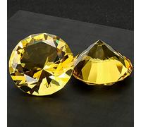 Diamante de cristal en forma de pisapapeles decorativo corte cristal piedra preciosa gigante boda Navidad ornamento regalos, amarillo, 60 mm