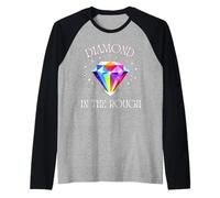 Diamante en Bruto: diseño Inspirador de Gemas Coloridas Camiseta Manga Raglan