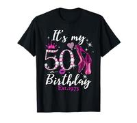 Diamante It's My 50th Birthday EST 1975 50 Years Old para mujer Camiseta