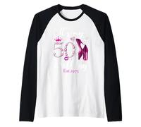 Diamante It's My 50th Birthday EST 1975 50 Years Old para Mujer Camiseta Manga Raglan