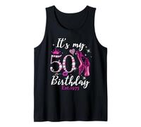 Diamante It's My 50th Birthday EST 1975 50 Years Old para Mujer Camiseta sin Mangas