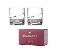 DIAMANTE Juego de 2 vasos de whisky cortos de cristal con diseño cortado a mano de la colección "Silhouette"