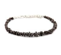 Diamante negro natural Pulsera de cuentas de diamantes en bruto Joyas de diamantes en bruto Diamante, Joyas de diamantes en bruto Plata de ley 925 Pulsera de pulsera de diamantes de 3-4 mm