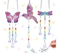 Diamante Pintura Campana de Viento, 3 Piezas Diamantes decoración Kit de Campana de Viento, Diamond Painting Wind Chime, Carillón de Viento con Pintura de Diamantes para el Hogar y el Jardín