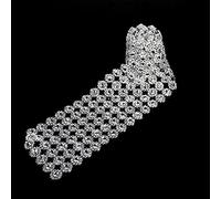 Diamantes de Flor Plateados Rollo de Malla de Diamantes de Imitación Rhinestone Ribbon 1 Yard Long Cinta de Cristales Falsas para Decoraciones de Fiesta Artificial Crystal Roll Decor para Bouquet