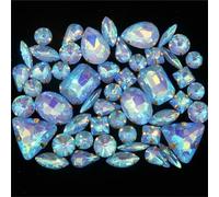 Diamantes de imitación, 50 piezas/bolsa de garras doradas for coser en diamantes imitación, mezcla gelatina arcoíris, caramelos, cristal AB(A20 Lt sapphire AB)