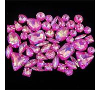 Diamantes de imitación, 50 piezas/bolsa de garras doradas for coser en diamantes imitación, mezcla gelatina arcoíris, caramelos, cristal AB(A35 Fuchsia AB)