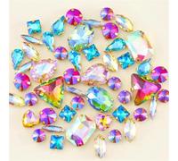 Diamantes de imitación, 50 piezas/bolsa de garras doradas for coser en diamantes imitación, mezcla gelatina arcoíris, caramelos, cristal AB(A42 AB colors mix)