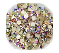 Diamantes de imitación con base dorada transparente y brillantes primera calidad, sin fijación en caliente, SS3-SS40, parte trasera plana, for decoración uñas telas(Clear AB,S3-s10 Mix 1728pcs)