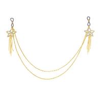 Diamantes de imitación con borlas de estrella, cadena de pezón, anillos de nariz que no perforan, joyería para pezón, joyería para mujer, festival, club, sujetador, cadena corporal, accesorio de