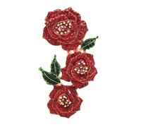 Diamantes de imitación de cristal Beaded Flower Brooch Pins For Women Clothing Patches Multicolor DIY(Red)