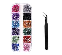 Diamantes de imitación para decoración de uñas 2500 Piezas, AB Diamantes De Imitación De Cristal Del Arte Del Clavo Con Pinzas De Recogida para Manualidades en Uñas y Cara