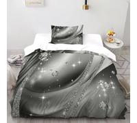 Diamantes de Seda Funda Nórdica Algodon 2 Piezas con Impresión En 3D Sparkling GemStars con Funda Almohada Single（135x200cm） 100% Microfibra Ropa De Cama para Adultos Y Niñas