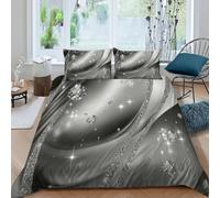 Diamantes de Seda Juego De Funda para Edrojoón 3 Piezas 3D Impresa Sparkling GemStars con Cremallera Y Funda De Almohada King（220x240cm） 100% Microfibra Ropa De Cama