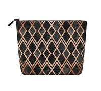 Diamantes Geo de Cobre y Negro,Neceser de Maquillaje de imitación Lino, Neceser de Viaje portátil
