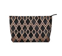 Diamantes Geo de Cobre y Negro,Neceser de Pana, Neceser de Maquillaje portátil, Neceser de Viaje