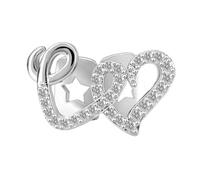 Diamantes Grillz, Kucheed Corazón Funda Brillante para Los Dientes, Joyería Superior Estilo Hip Hop Chapada en Oro de 18 Quilates, Modernos Decoraciones Dentales Accesorios para Fiestas de Rap (Plata)