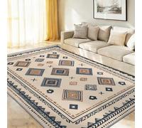 Diamantes Tribales Marroquíes Alfombras para Sala de Estar 160 x 230 cm, Alfombra Antideslizante Lavable de Pelo Corto, Suave y Duradera para Sala Dormitorio y Oficina Crema