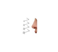 Diamday 4 Piezas 20G Piercing Nariz Anillos L Forma Acero Inoxidable Nariz Stud Anillos Hipoalergénico CZ Nariz Piercing Cuerpo Joyas para Mujeres Hombres 1.5mm 2mm 2.5mm 3mm Plata