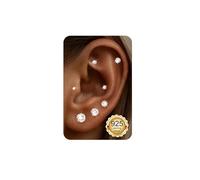 Diamday 5 Pares Pendientes Plata Ley 925 Pendientes Botón 5 2-6 mm Conjunto Circonita Cúbica Pequeños Hipoalergénicos Cartílago Hélix Pendiente para Múltiples Piercings Oro/Plata/Rosa