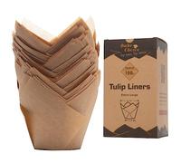 Diámetro Inferior 6 cm Moldes Magdalenas Papel Grandes,100pcs,Tulipán Moldes de Papel para,Moldes para Magdalenas,Sin Blanquear & Natural & Pergamino Europeo,para Festividades,Gran Tamaño