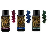 Diamine Tinta de Pluma Estilográfica 30ml - 3 x Botellas - Writers Blood & Midnight Blue & Green Black