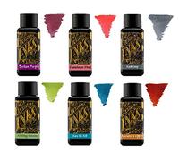 Diamine Tinta de Pluma Estilográfica 30ml - Rueda de Color - 6 x Botellas - Tyrian Purple, Flamingo Pink, Earl Grey, Spring Green, Eau de Nil, Ancient Copper
