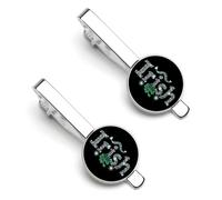 Diamon Irish Clover - 2 clips de corbata divertidos para hombre, diseño de trébol irlandés, para negocios, boda, 5.5x2.2cm, Cobre galvanizado