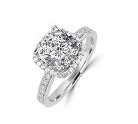 Diamonbella 101 Facets - Anillo de Plata de Ley 925 bañado en Platino con Diamante de imitación NSCD de 2 Quilates