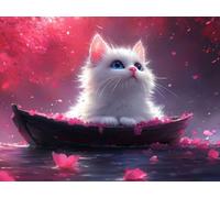 Diamond Art Gato, Blanco Diamond Painting for Adults Beginner, Full Drill Painting by Numbers for Adults, 5D Dimond Art Crafts Pictures Embroidery Kit, Home Decor, Gifts for Women, 70x100cm,Model636