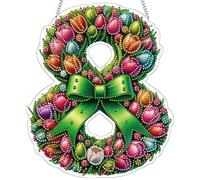 Diamond Art Hanging Kits for Adults with Chain, Easter Theme DIY Rhinestone Diamond Window Pendants Double Sided Print Single Side Drill Crystal Painting Ornament Hanging Home Wall Decor