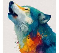 Diamond Art Lobo, DIY Diamond Painting Animal 5D Cuadro Diamantes Manualidades Adultos DIY Pintura de Diamante Cuadrado Strass Mosaico Painting per Decorazioni Casa Pareti, Regalo 80x80cm D-UQ44