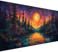 Diamond Art Luna, Lago Diamond Painting for Adults Beginner, Round Full Drill Painting by Numbers for Adults, Dimond Art Crafts Pictures Embroidery Kit, Home Decor, Gifts for Women, 70x120cm,Model177