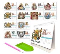 Diamond Art Painting Calendar 2026 Christmas Decorations, with Irregular Shaped Diamonds Painting Kit DIY Diamond Art Desk Calendar for Living Room Bedroom Office Desk Gift Giving