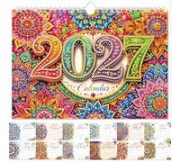 Diamond Art Painting - Calendario de pared 2027, 6.7 x 9.8 pulgadas, calendario de pared colgante de 12 meses, perfecto para el hogar, oficina, mandala