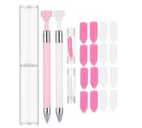 Diamond Art Pen, Diamond Art Accessories Refillable with 3 Additional Wax Refills, Rhinestone Picker Wax Pen for Art Nail DIY Craft (Pink+White)