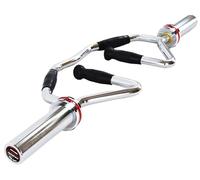 Diamond Barra olímpica de 92 cm. Empuñaduras de goma antideslizantes. Carga máxima de 220 kg. Manguitos de 50 mm de diámetro y 16,5 cm. Estructura robusta para entrenamiento de hombros, brazos y