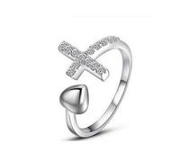 Diamond Cross Heart Opening Ring Geometric Ring Jewelry for Girls Women