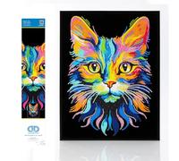 DIAMOND DOTZ 2594365 Original 5D Diamond Painting Set Neon Cat with Neon Farben und Samt, DIY Diamant Malerei Bilder für Erwachsene und Kinder ab 12 Jahren Intermediate