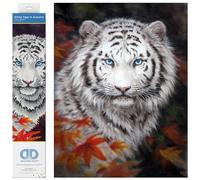 DIAMOND DOTZ Diamond Painting de Animales. Cuadro de Diamantes 5D de Tigre Blanco en Otoño. Kit Completo de Pintura con Diamantes de 45.72 x 35.50 cm