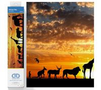 Diamond Dotz Diamond Painting de Paisaje. Cuadro de Diamantes 5D de Sabana Africana de Animales. Kit Completo de Pintura con Diamantes de 72.00 x 22.00 cm