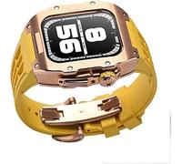 Diamond Face Watch Cover Case de goma de goma de aleación de titanio, compatible con Apple Watch Series 8/7/6/5/4/SE, Men Women Reemplazo y correa, para iWatch 45/44 mm Kit de modificación de acero