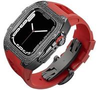 Diamond Face Watch Cover Case de goma de goma de aleación de titanio, compatible con Apple Watch Series 8/7/6/5/4/SE, Men Women Reemplazo y correa, para iWatch 45/44 mm Kit de modificación de acero