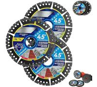 Diamond Multi-Purpose Saw Blades, 4.5 Inch Angle Grinder Discs for Cutting Tile, Marble, Stone, Concrete, Metal & Plastic, Durable Wet Dry Cut Wheel (3)