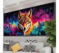 Diamond Painting 100x40 cm, Lobo Diamond Painting Adultos, DIY Cuadro Diamantes Montaña Pintura Diamante Adultos, 5D Cuadrado Puzzle de Diamantes Punto de Cruz Art para Decoracion Pared Regalos Z0-914