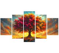 Diamond Painting 5 Piezas Abstracto Pintura Diamante Adultos 110x225cm, Árbol Pintura de Diamantes 5 Partes, Strass Redondos 5D Bordado de Diamantes DIY Punto de Cruz Mosaico Kit, Regalo Mujer S0U-64