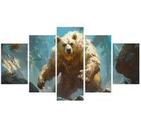 Diamond Painting 5 Piezas Animal Pintura Diamante Adultos 125x250cm, Oso Pintura de Diamantes 5 Partes, Strass Redondos 5D Bordado de Diamantes DIY Punto de Cruz Mosaico Kit, Regalo Mujer S0U-148