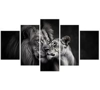 Diamond Painting 5 Piezas Animal Pintura Diamante Adultos 75x150cm, León Pintura de Diamantes 5 Partes, Strass Redondos 5D Bordado de Diamantes DIY Punto de Cruz Mosaico Kit, Regalo Mujer S0U-150
