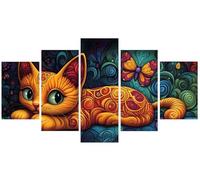Diamond Painting 5 Piezas Dibujos Animados Pintura Diamante Adultos 30x50cm, Gato Pintura de Diamantes 5 Partes, Strass Redondos 5D Bordado de Diamantes DIY Punto de Cruz Mosaico Kit, Regalo S0U-28